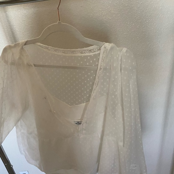 White mesh with cami attached summer top - Picture 3 of 6